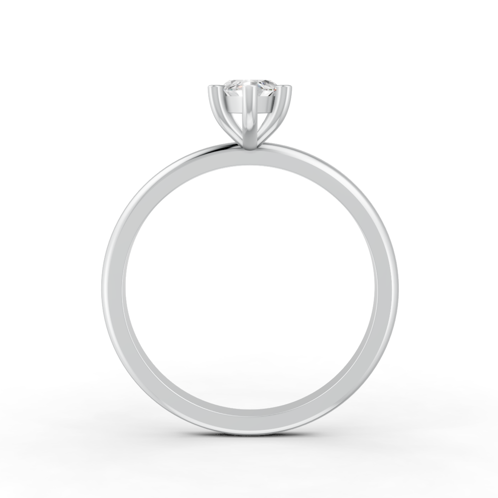 Marquise Cut Real Moissanite 6 Prong Solitaire Ring 14K Gold Plated : FJ_061