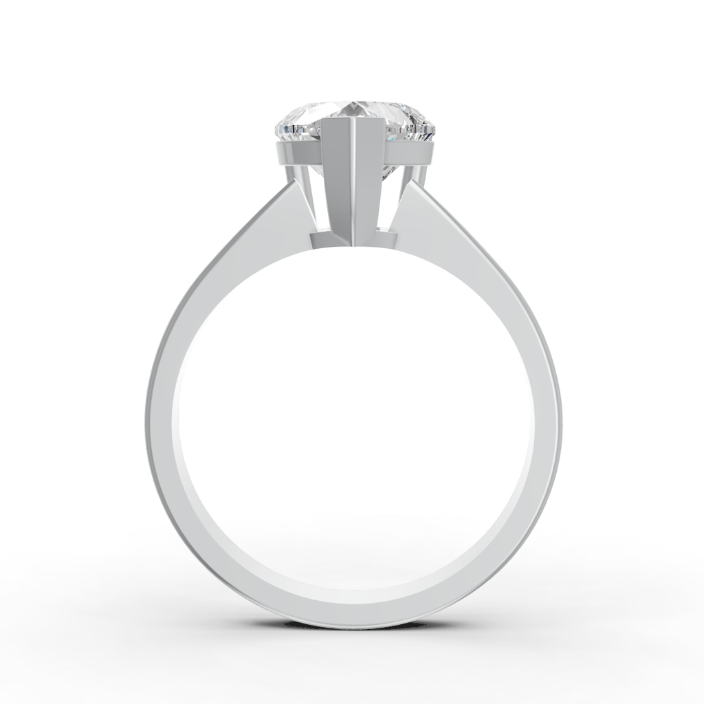 Heart Cut Real Moissanite V Prong Solitaire Ring 14K Gold Plated : FJ_058