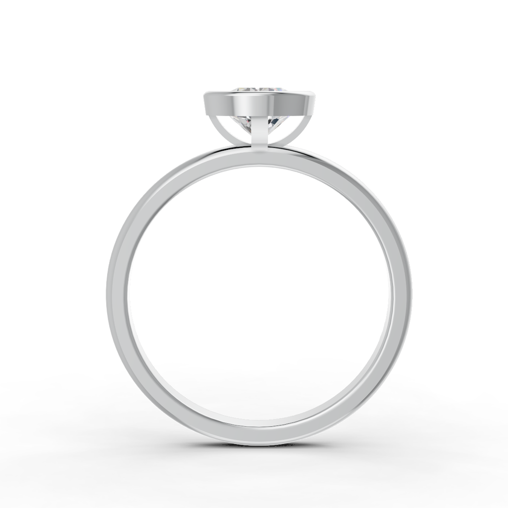 Round Cut Real Moissanite Bezel Set Solitaire Ring 14K Yellow Gold Plated : FJ_035