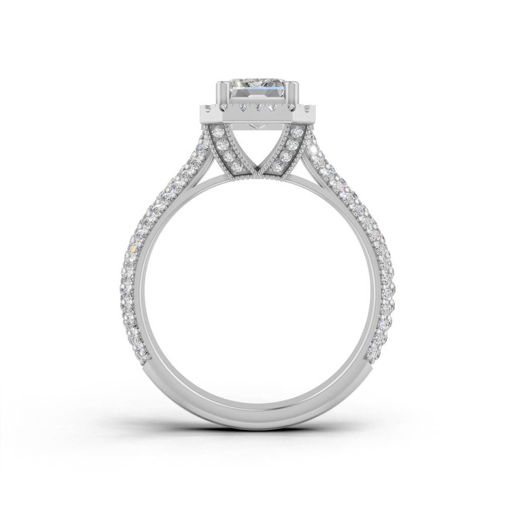 Princess Cut Moissanite Women Halo Engagement Ring 14K Gold Plated : FJ_083
