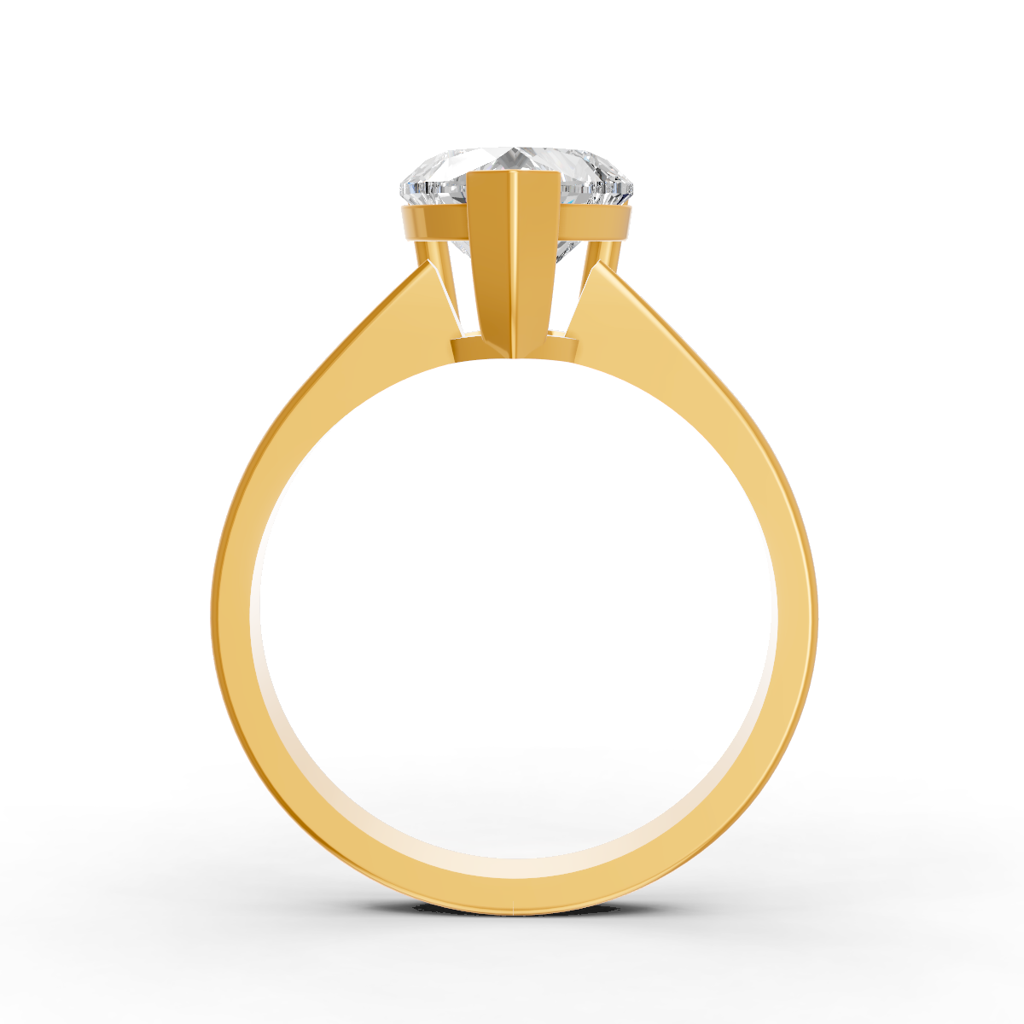 Heart Cut Real Moissanite V Prong Solitaire Ring 14K Gold Plated : FJ_058