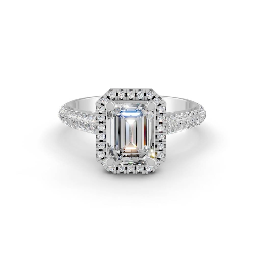 Princess Cut Moissanite Women Halo Engagement Ring 14K Gold Plated : FJ_083