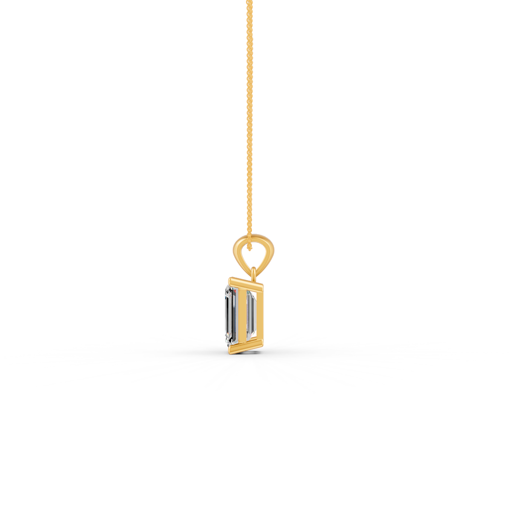 Emerald Cut Moissanite Solitaire Pendant Necklace In 14K Gold Plated : FJ_070
