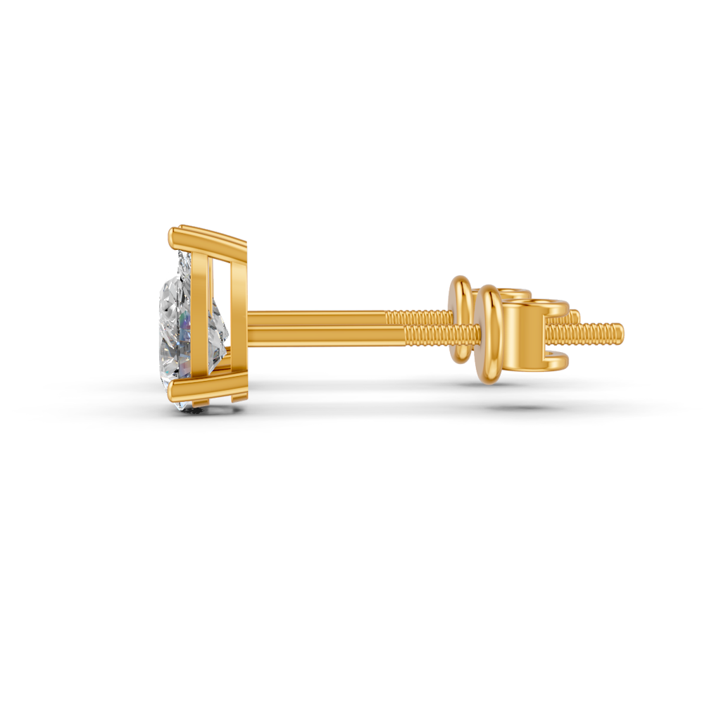 Pear Natural Moissanite Women'S 3 Prong Solitaire Stud Earrings 14K Gold Plated : FJ_091