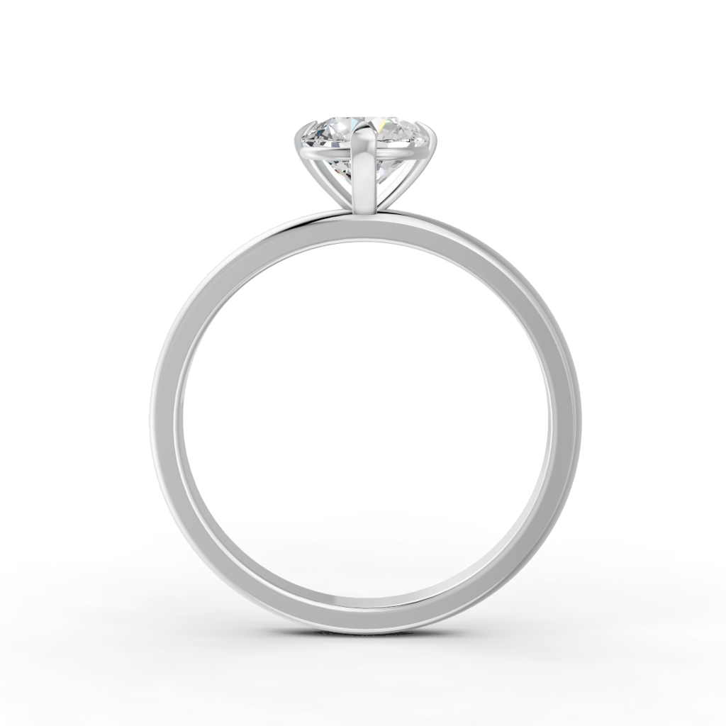 Round Cut Moissanite 3 Prong Solitaire Engagement Ring 14K Gold Plated : FJ_045