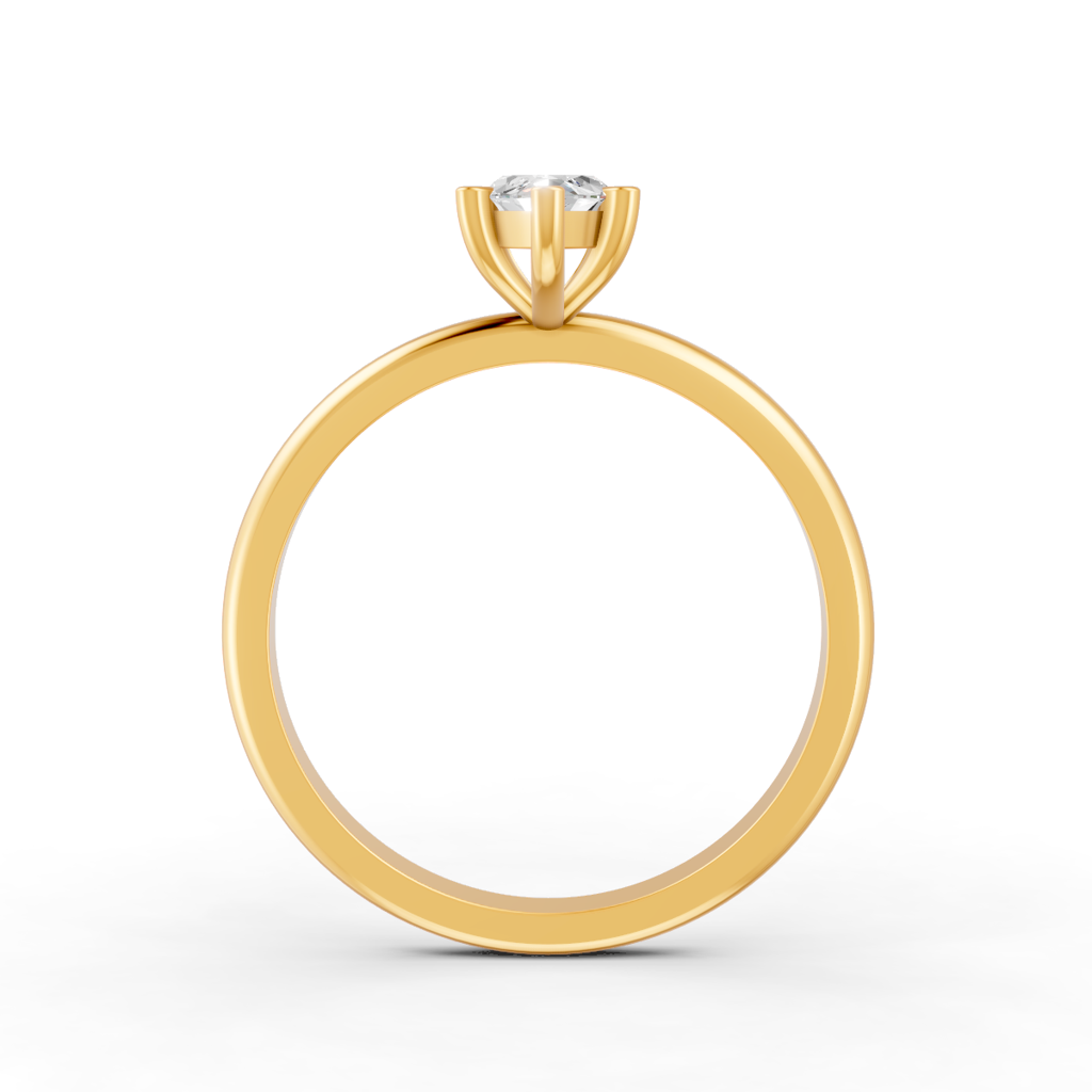 Marquise Cut Real Moissanite 6 Prong Solitaire Ring 14K Gold Plated : FJ_061