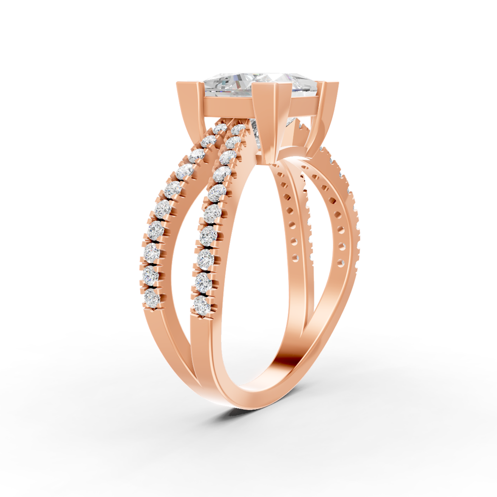 Princess Cut Moissanite Women Engagement Ring 14K Yellow Gold Plated : FJ_076