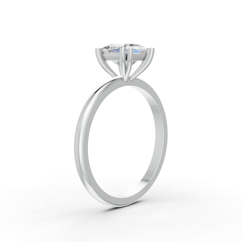Oval Cut Real Moissanite 4 Double Prong Solitaire Ring 14K Gold Plated : FJ_066