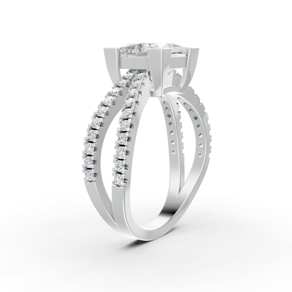 Princess Cut Moissanite Women Engagement Ring 14K Yellow Gold Plated : FJ_076