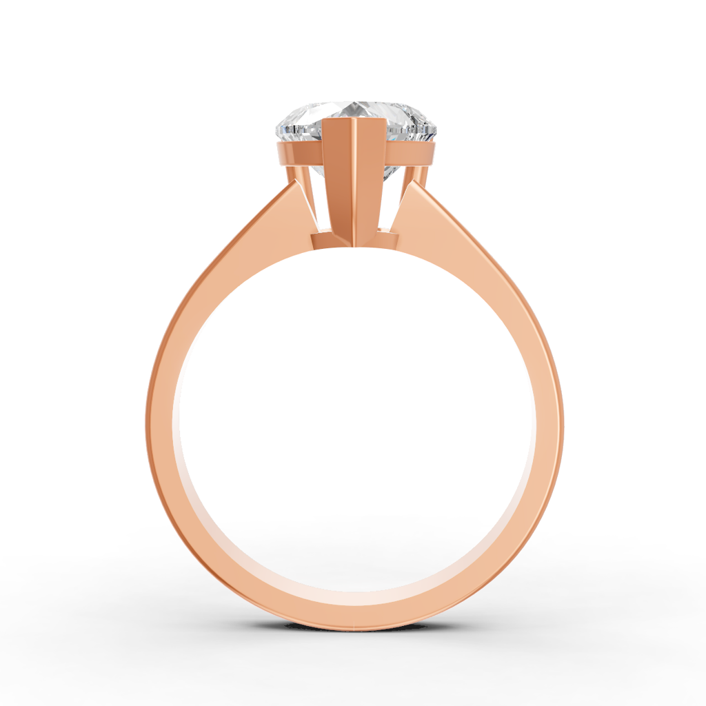 Heart Cut Real Moissanite V Prong Solitaire Ring 14K Gold Plated : FJ_058