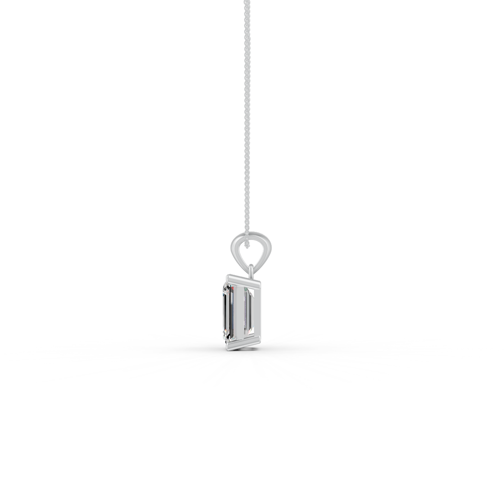 Emerald Cut Moissanite Solitaire Pendant Necklace In 14K Gold Plated : FJ_070