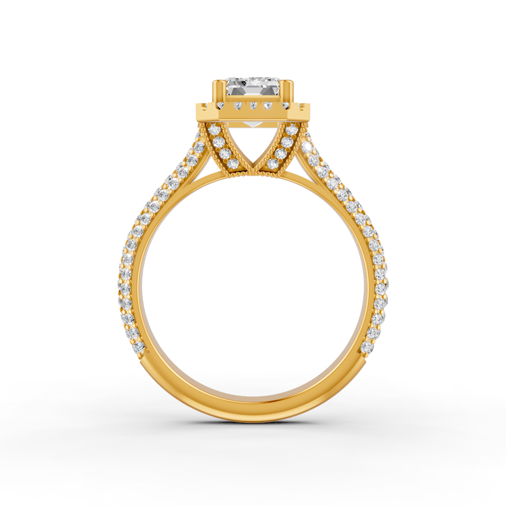 Princess Cut Moissanite Women Halo Engagement Ring 14K Gold Plated : FJ_083