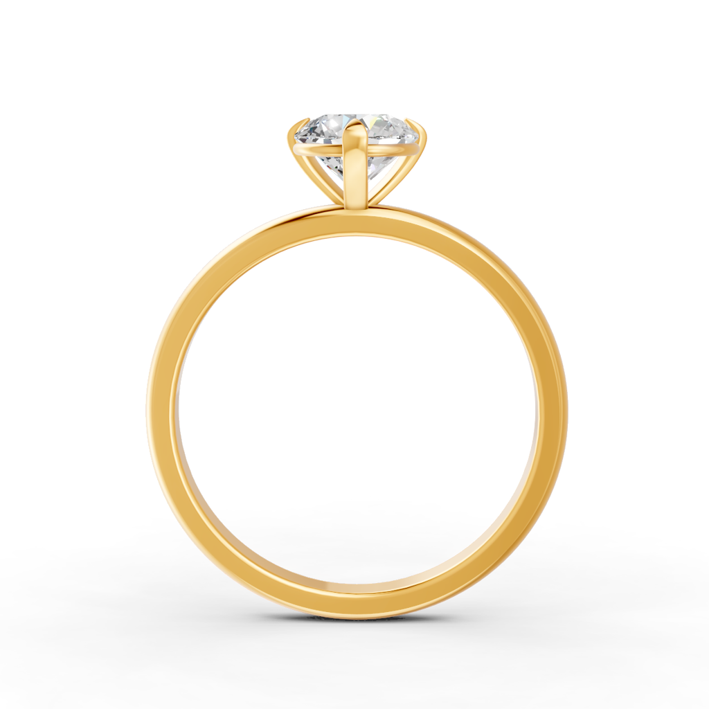 Round Cut Moissanite 3 Prong Solitaire Engagement Ring 14K Gold Plated : FJ_045