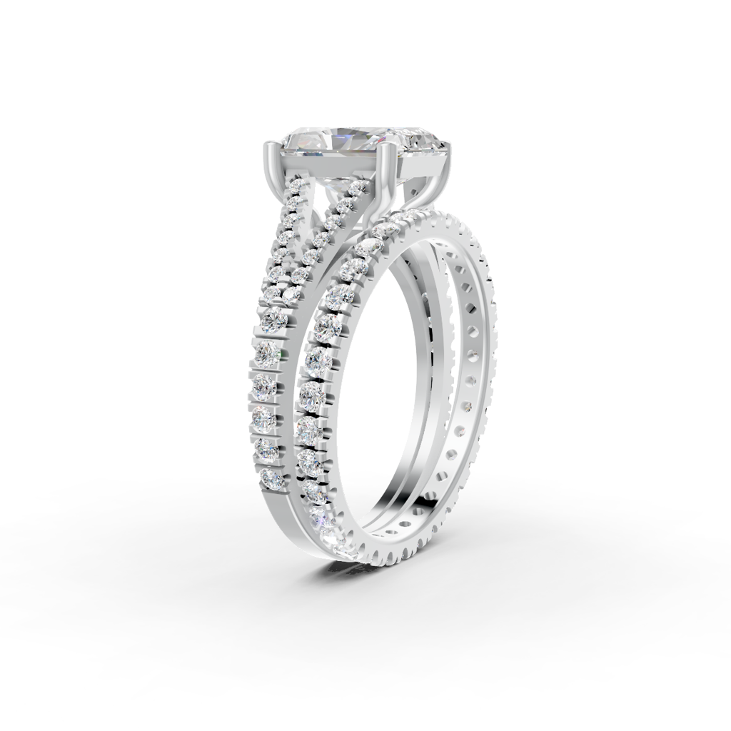 Radiant Cut Moissanite Women Bridal Engagement Ring Sets 14K Gold Plated : FJ_077