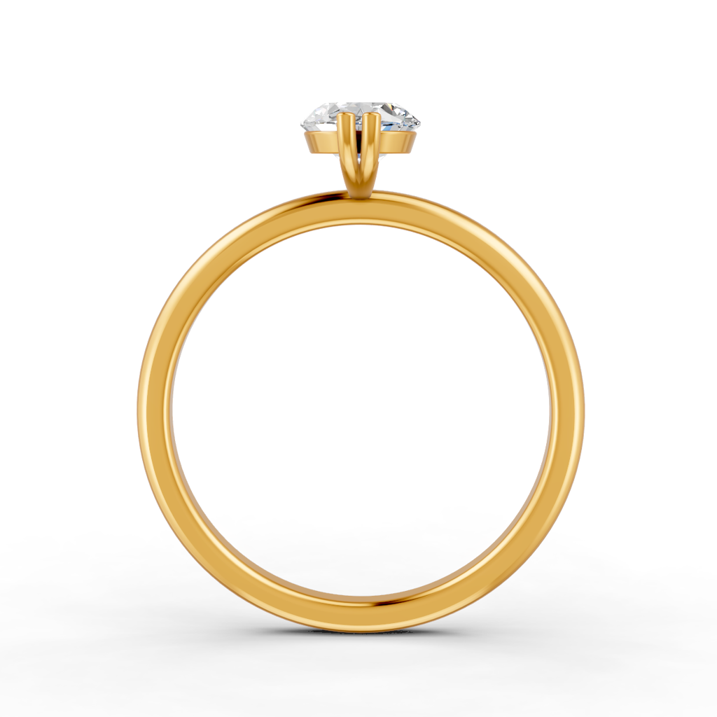 Oval Cut Real Moissanite Double Prong Solitaire Ring 14K Gold Plated : FJ_063