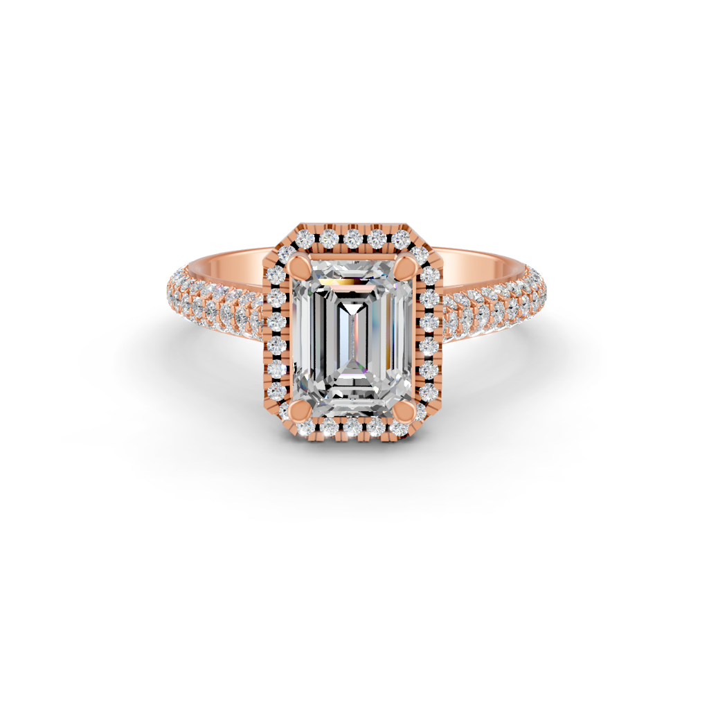 Princess Cut Moissanite Women Halo Engagement Ring 14K Gold Plated : FJ_083