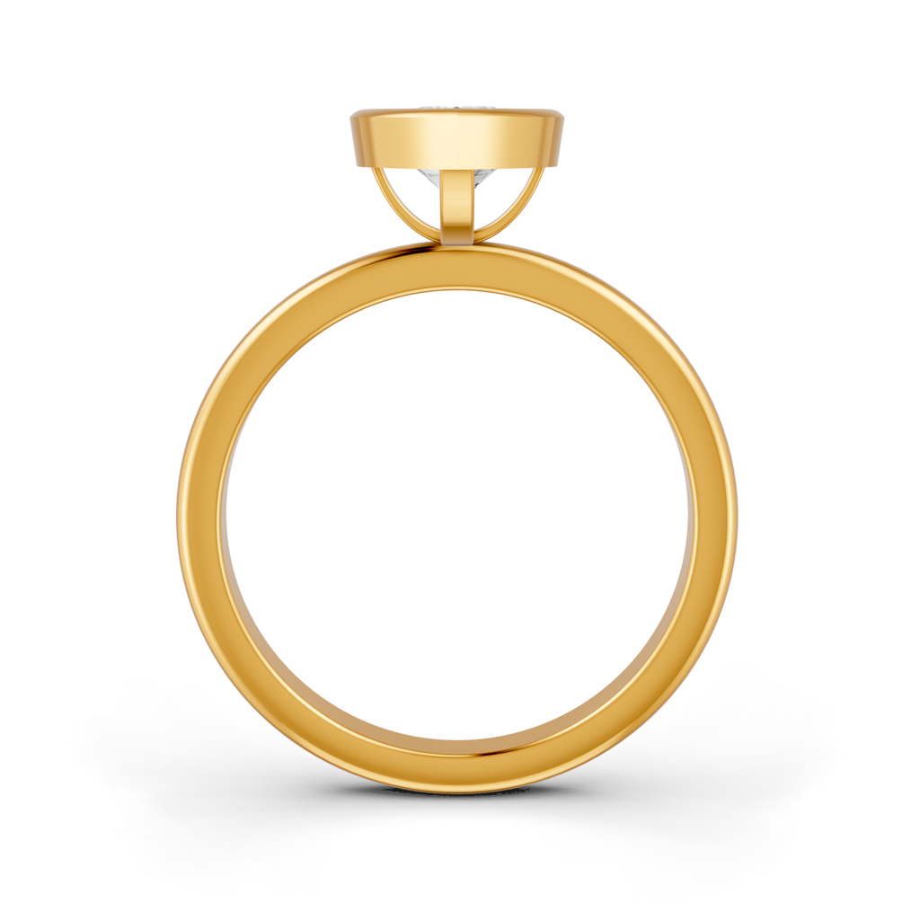 Pear Cut Real Moissanite Bezel Set Solitaire Ring 14K Gold Plated : FJ_034