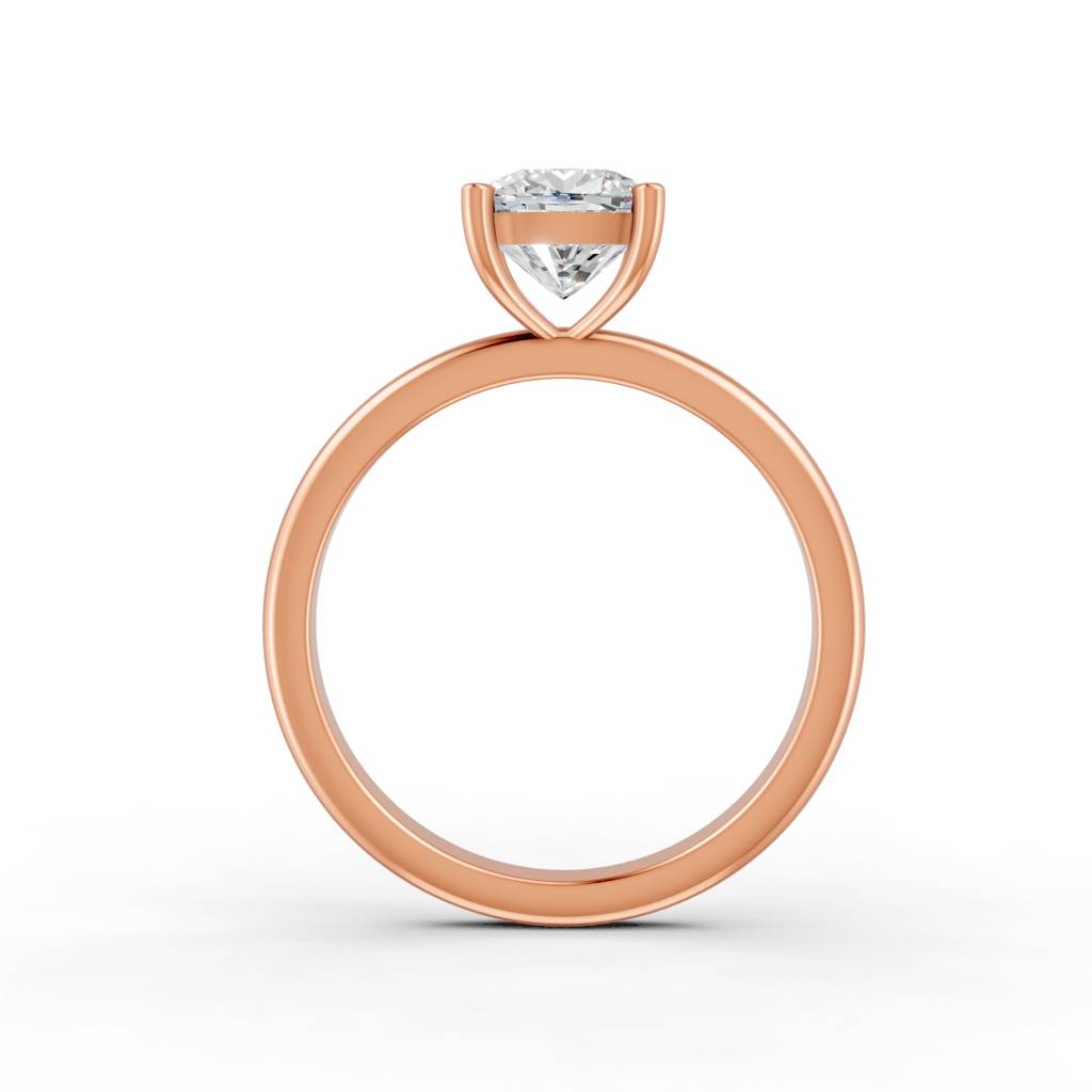 Cushion Cut Real Moissanite 4 Prong Solitaire Ring 14K Gold Plated : FJ_053