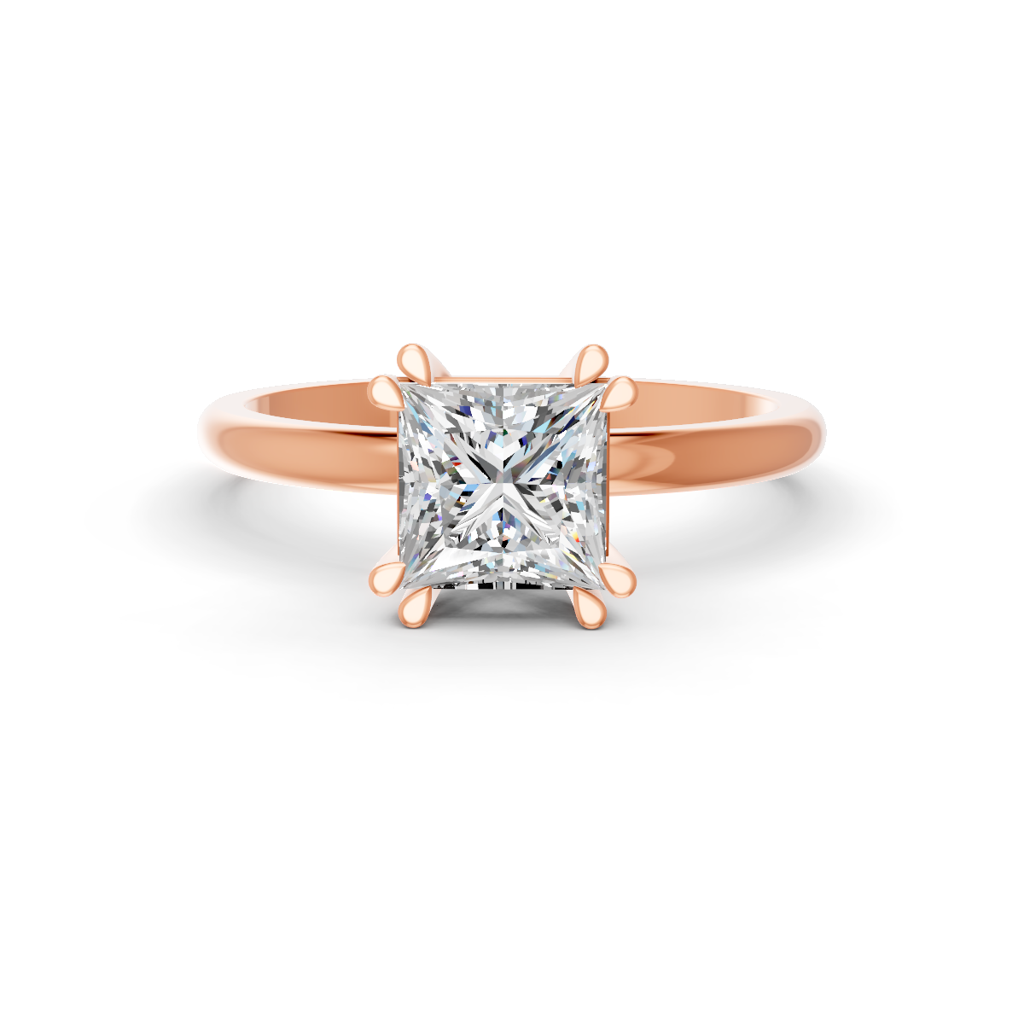 Oval Cut Real Moissanite 4 Double Prong Solitaire Ring 14K Gold Plated : FJ_066