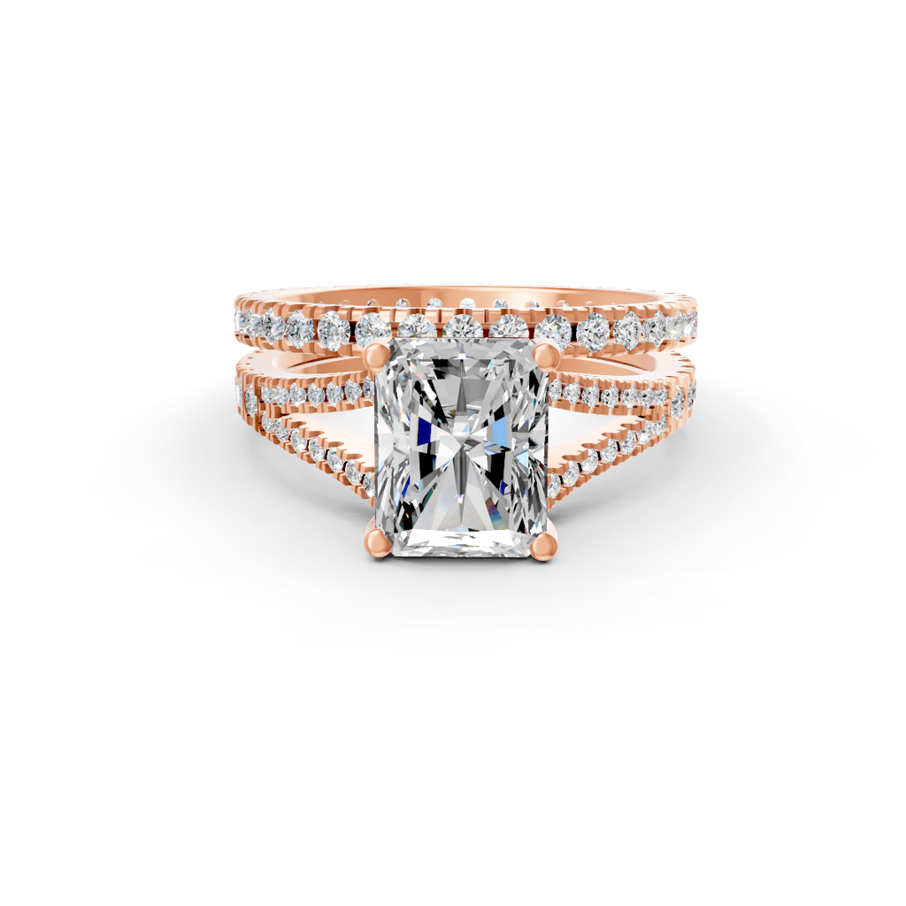 Radiant Cut Moissanite Women Bridal Engagement Ring Sets 14K Gold Plated : FJ_077