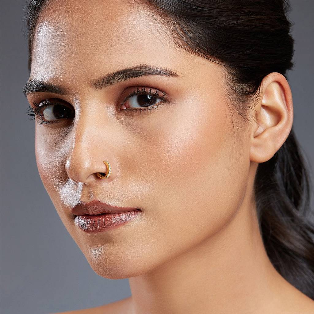 Yuvora 18K Yellow Gold Regalia Aura Nose Pin For Women | Screw Back Closure | Bis Hallmarked | Pure Gold  : SNR1001-ST-AW-18YG