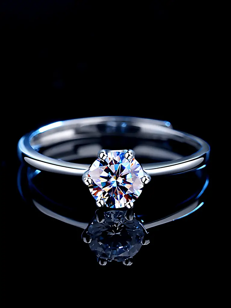 925 Sterling Silver 6 Prong Solitaire Ring I Adjustable Silver Rings For Women & Girls