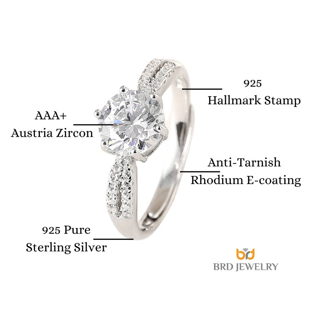 Brd Jewelry 925 Sterling Silver Zircon Adjustable Finger Ring For Women And Girls I Gifts For Women, Girls, Girlf : B0CMNYHF2C