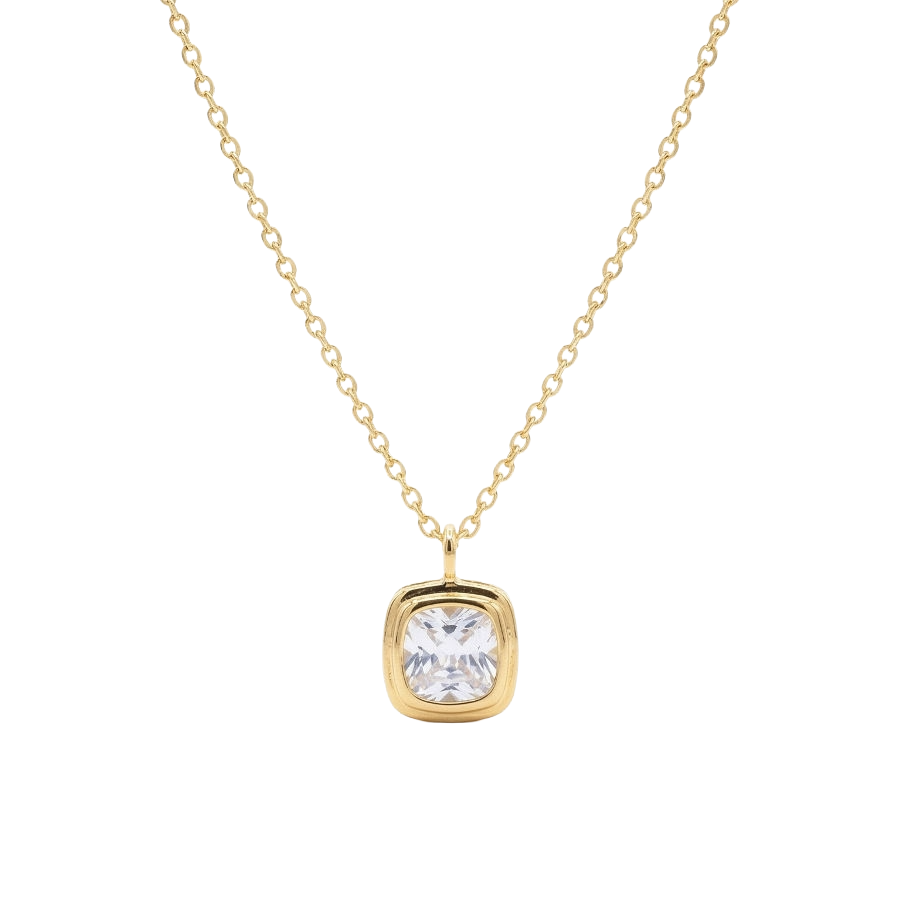 Square Diamond Necklace For Women | Crystal Pendant Jewellery : 8501326413