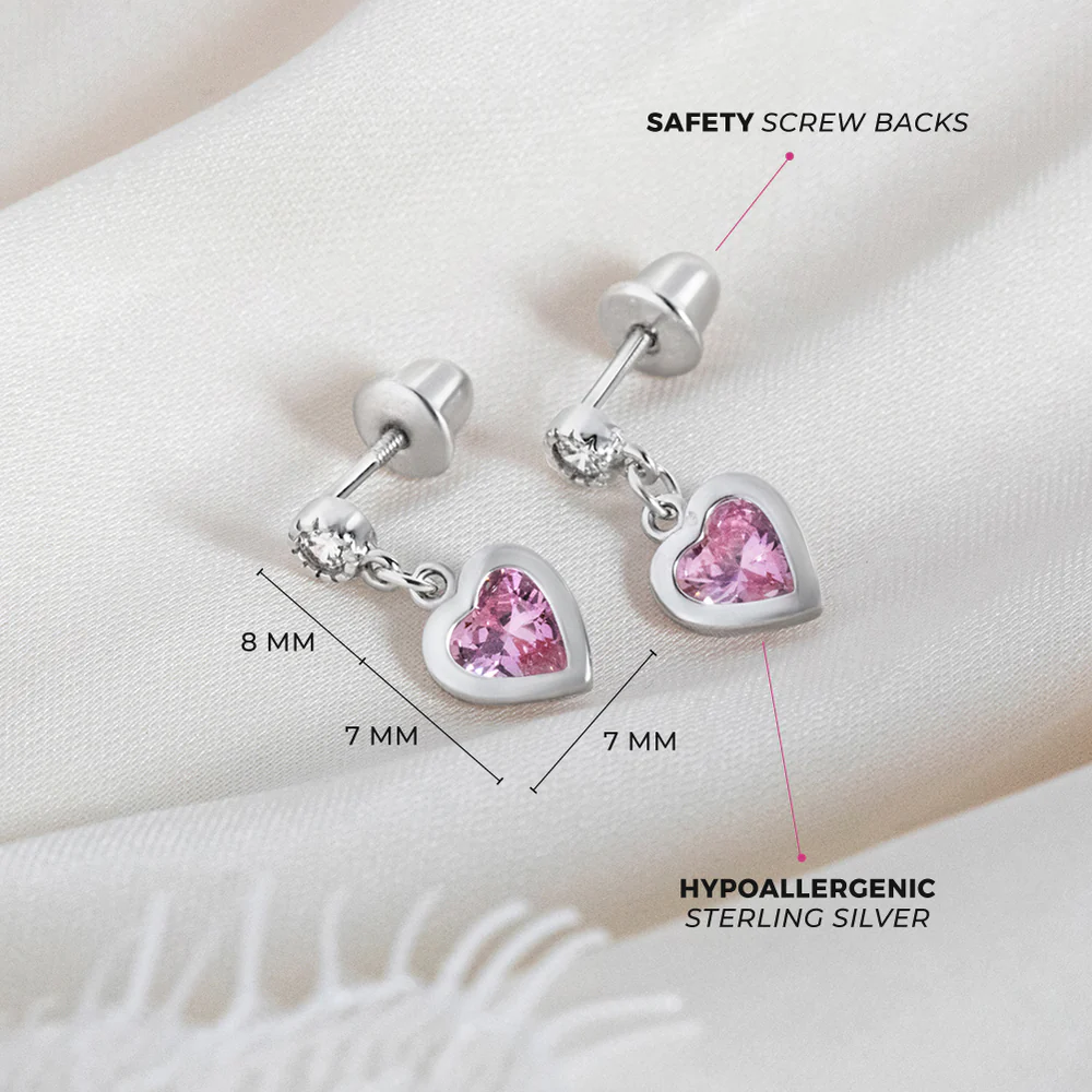 My First Heart Dangle Earrings For Girls In Sterling Silver : DE-RG-0001