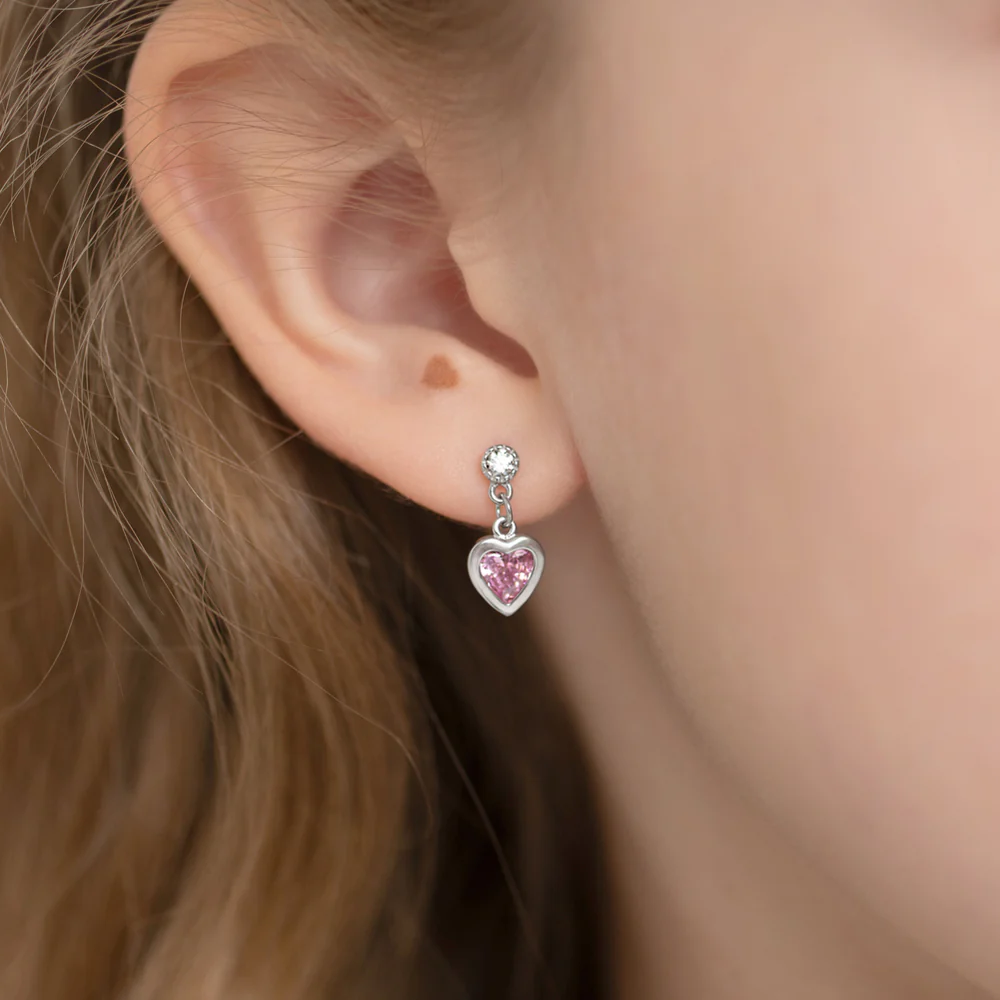 My First Heart Dangle Earrings For Girls In Sterling Silver : DE-YG-0001