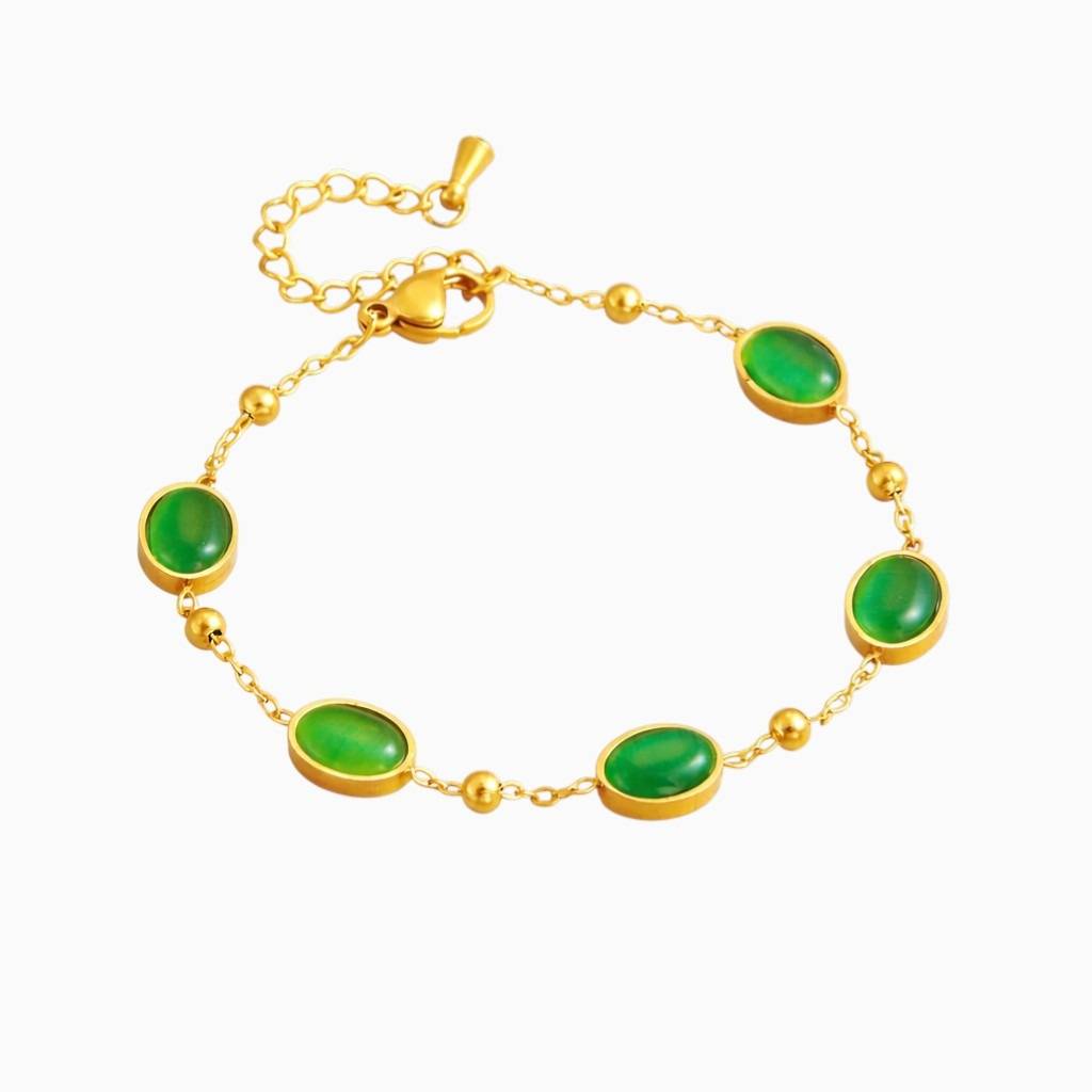 18K Gold Plated Green Stone Gold Finish Bracelet For Women : SSBR48