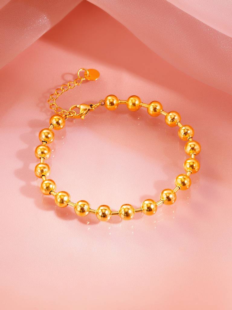 18K Gold Plated Classic Everyday Beaded Bracelet For Women : SSBR51
