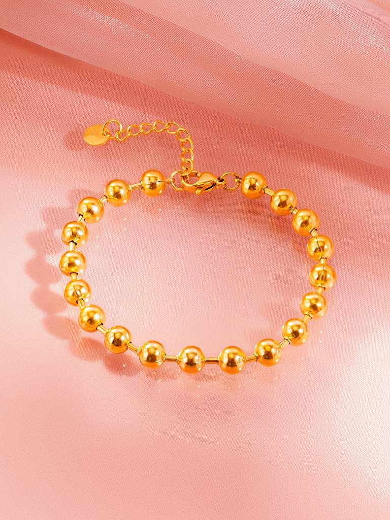 18K Gold Plated Classic Everyday Beaded Bracelet For Women : SSBR51