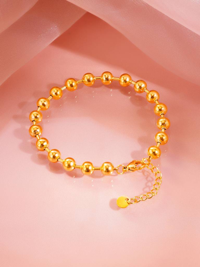 18K Gold Plated Classic Everyday Beaded Bracelet For Women : SSBR51