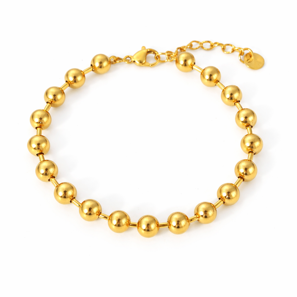 18K Gold Plated Classic Everyday Beaded Bracelet For Women : SSBR51