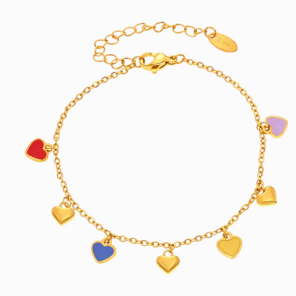 18K Gold Plated Heart Charm Bracelet For Women : SSBR55