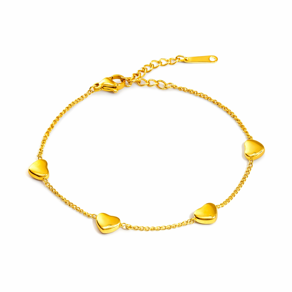 18K Gold Plated Minimal Heart Bracelet For Women : SSBR56