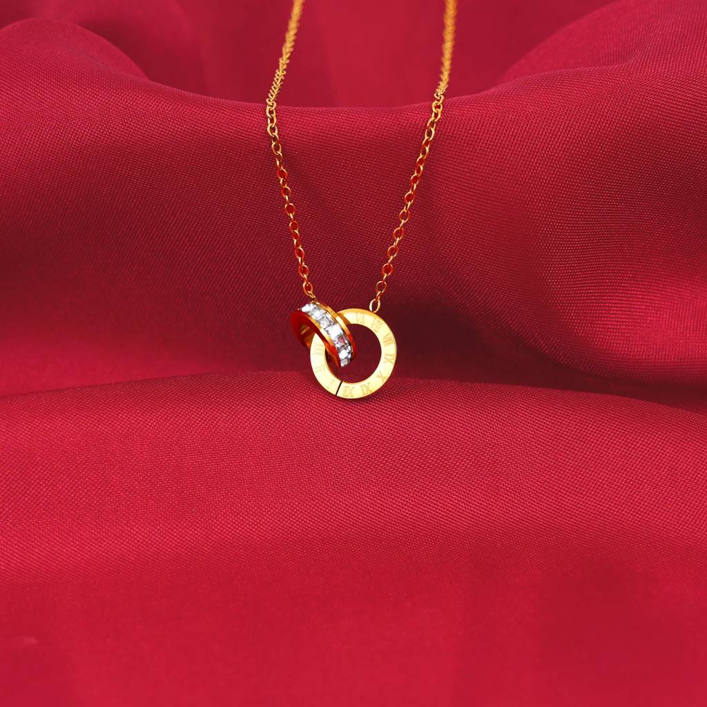 18K Gold Plated Golden Orbit Jewellery Set Of 3 (Bracelet, Necklace, And Earrings) : SSJS14
