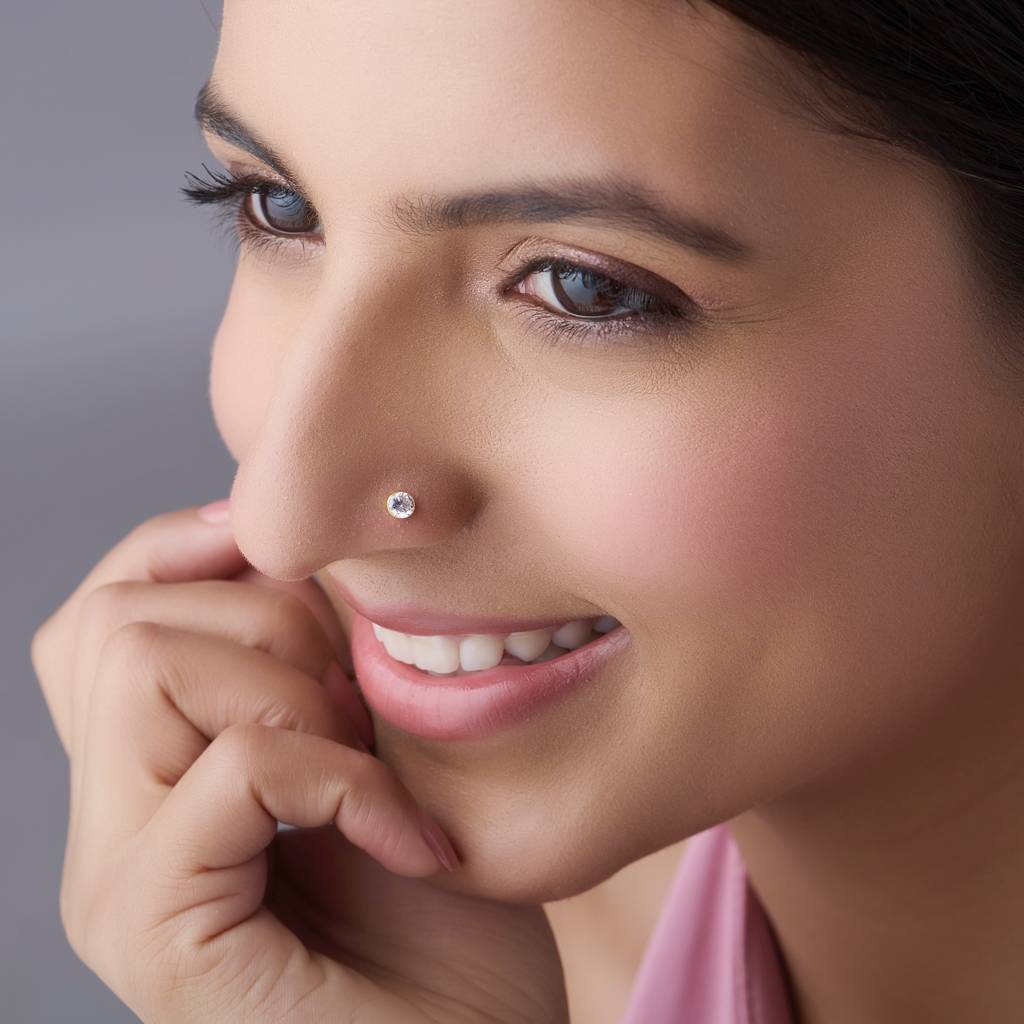 Yuvora 18K Yellow Gold Amber Dawn Nose Pin For Women | Screw Back Closure | Bis Hallmarked | Pure Gol : SSNP1006-KT-3W-18YG-OS