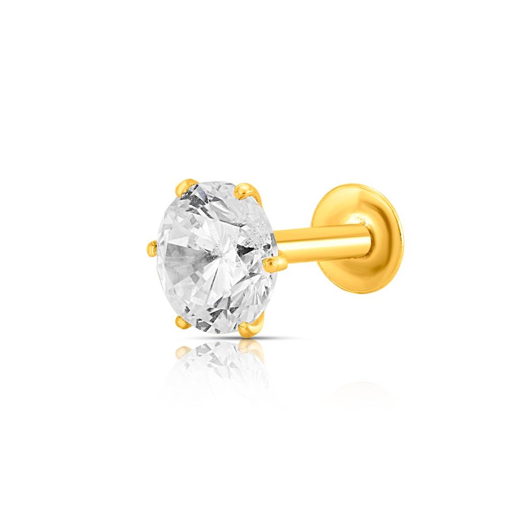 Yuvora 18K Yellow Gold Gold Radiance Nose Pin For Women | Screw Back Closure | Bis Hallmarked | Pure  : SSNP1006-RJ-3W-18YG-OS