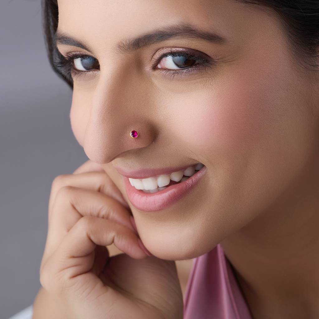 Yuvora 18K Yellow Gold Amber Dawn Nose Pin For Women | Screw Back Closure | Bis Hallmarked | Pure Gol : SSNP1007-KT-3R-18YG-OS