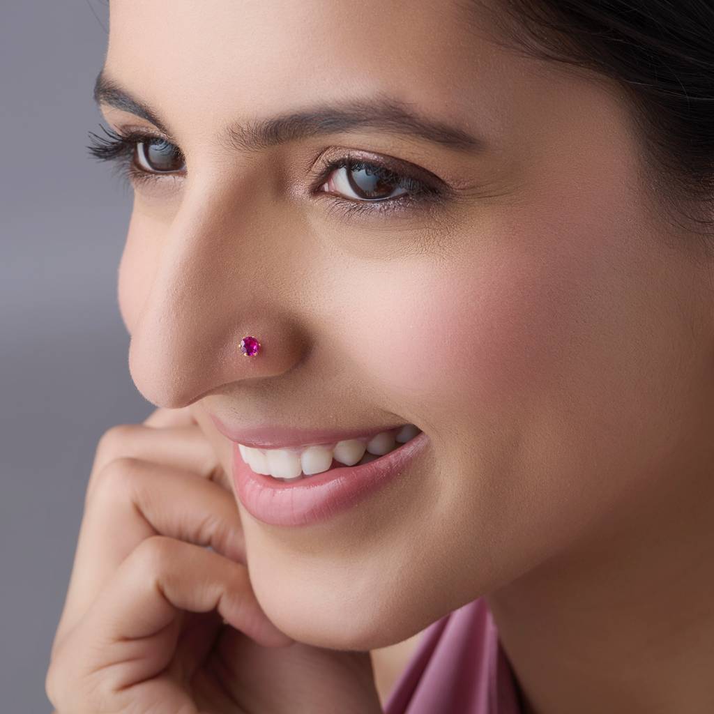 Yuvora 18K Yellow Gold Gold Radiance Nose Pin For Women | Screw Back Closure | Bis Hallmarked | Pure  : SSNP1007-RJ-3R-18YG-OS