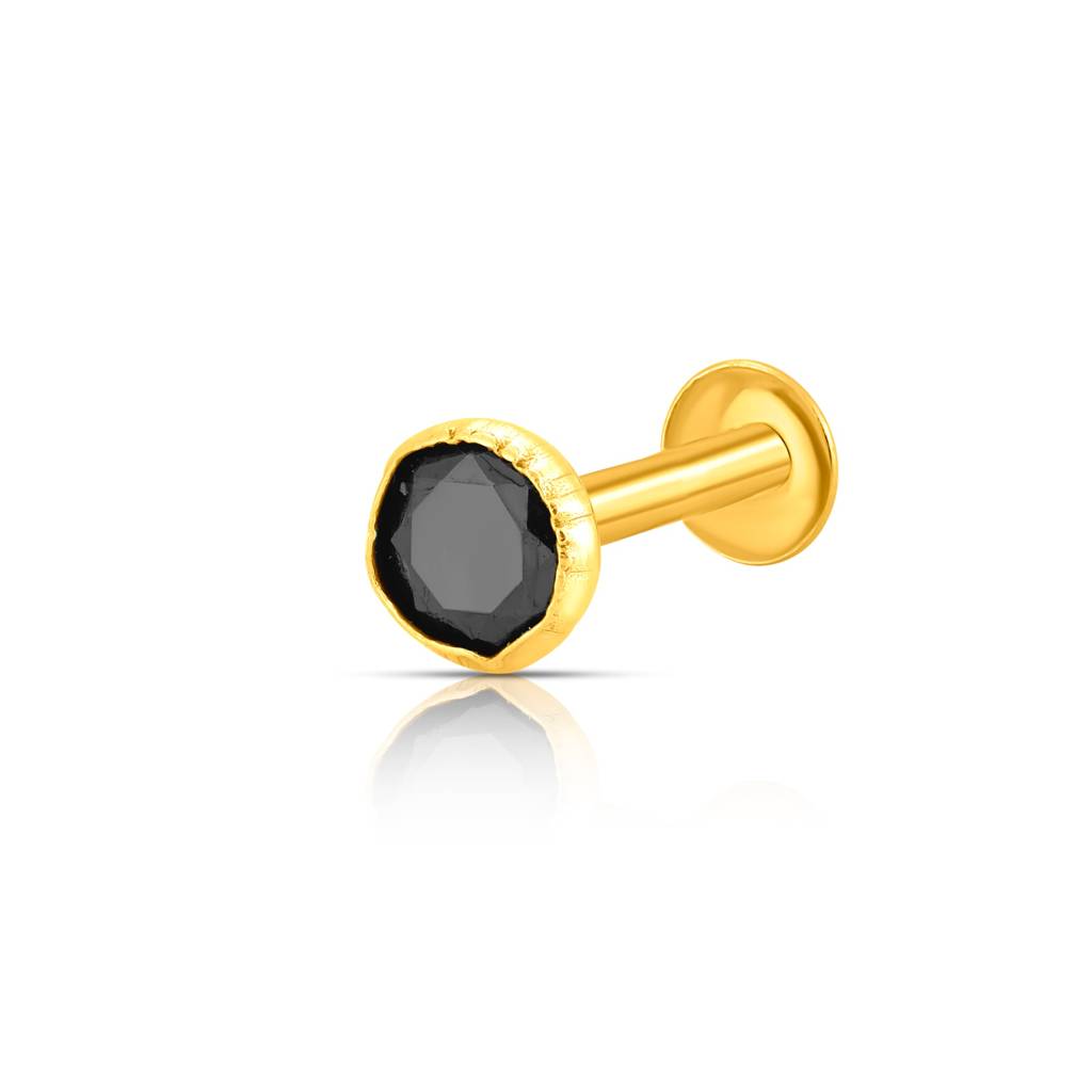 Yuvora 18K Yellow Gold Amber Dawn Nose Pin For Women | Screw Back Closure | Bis Hallmarked | Pure Go : SSNP1008-KT-3BK-18YG-OS