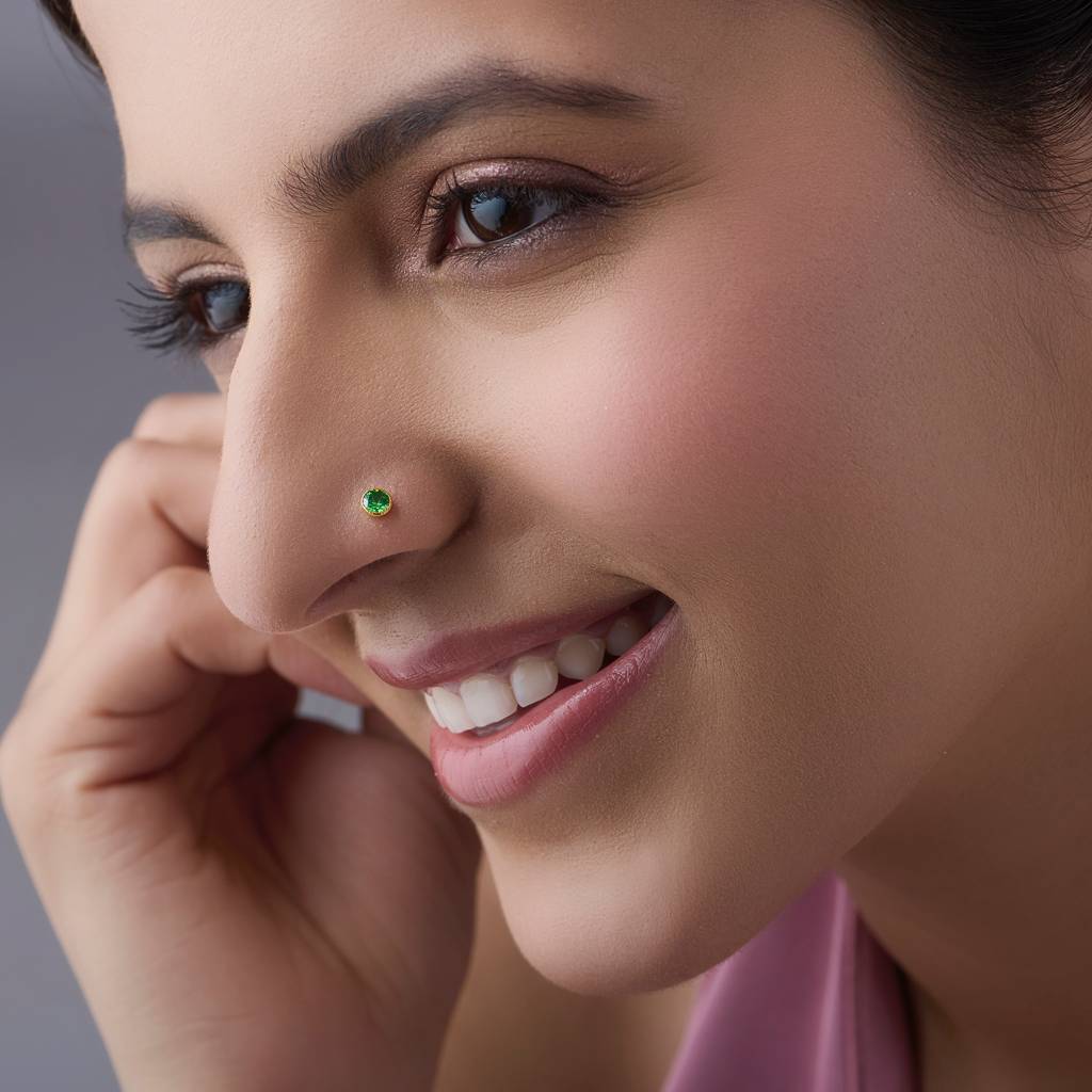 Yuvora 18K Yellow Gold Amber Dawn Nose Pin For Women | Screw Back Closure | Bis Hallmarked | Pure Gol : SSNP1010-KT-3G-18YG-OS