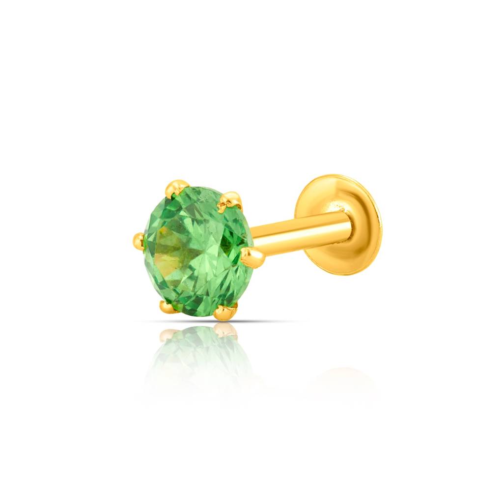 Yuvora 18K Yellow Gold Gold Radiance Nose Pin For Women | Screw Back Closure | Bis Hallmarked | Pure  : SSNP1010-RJ-3G-18YG-OS