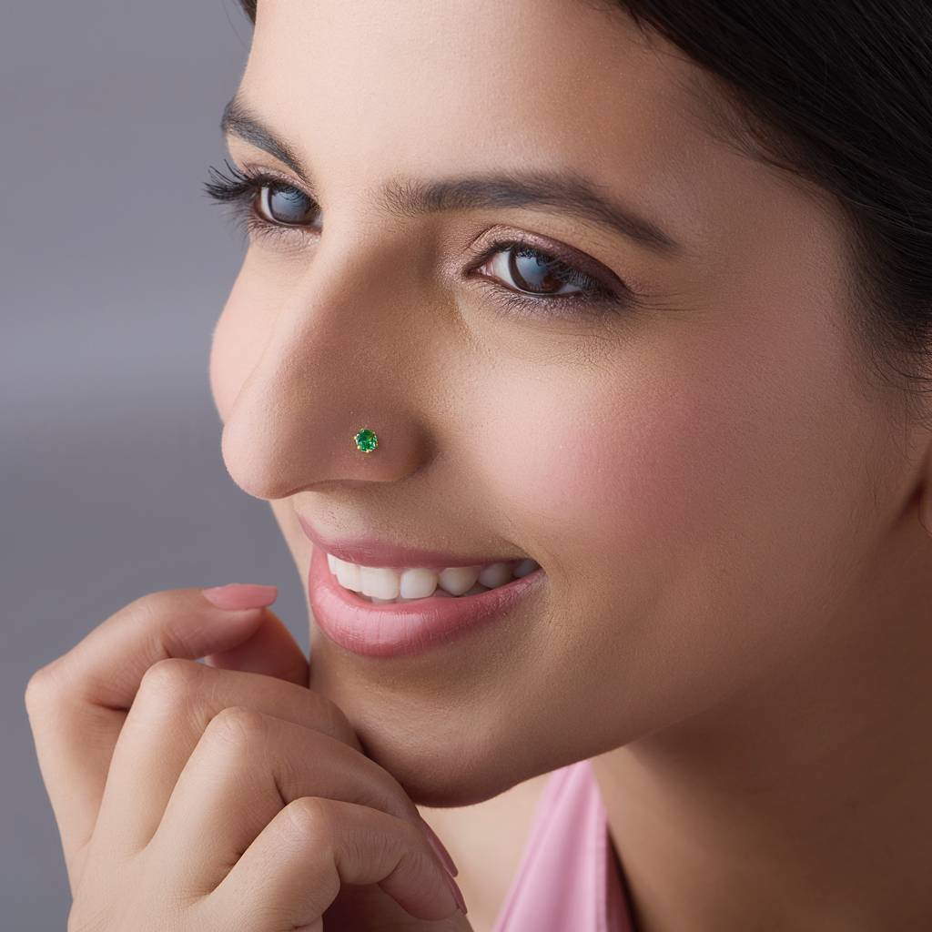 Yuvora 18K Yellow Gold Gold Radiance Nose Pin For Women | Screw Back Closure | Bis Hallmarked | Pure  : SSNP1010-RJ-3G-18YG-OS