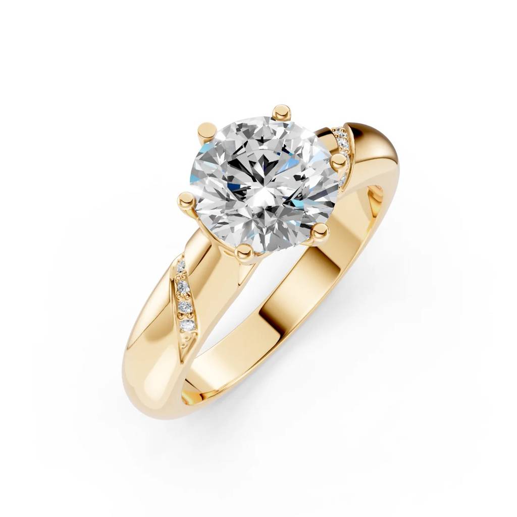 2Ct Round Cut Natural Moissanite Women'S Engagement Ring 14K  Yellow Gold Plated : SSRL-0004-Y-8