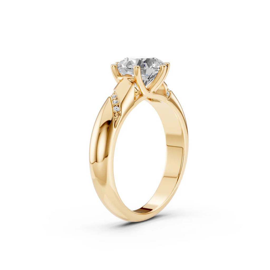 2Ct Round Cut Natural Moissanite Women'S Engagement Ring 14K  Yellow Gold Plated : SSRL-0004-Y-8