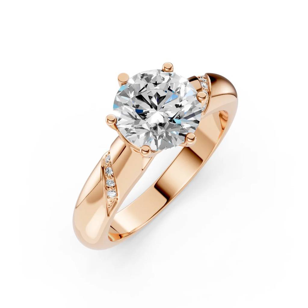 2Ct Round Cut Natural Moissanite Women'S Engagement Ring 14K  Rose  Gold Plated : SSRL-0004-RG-8
