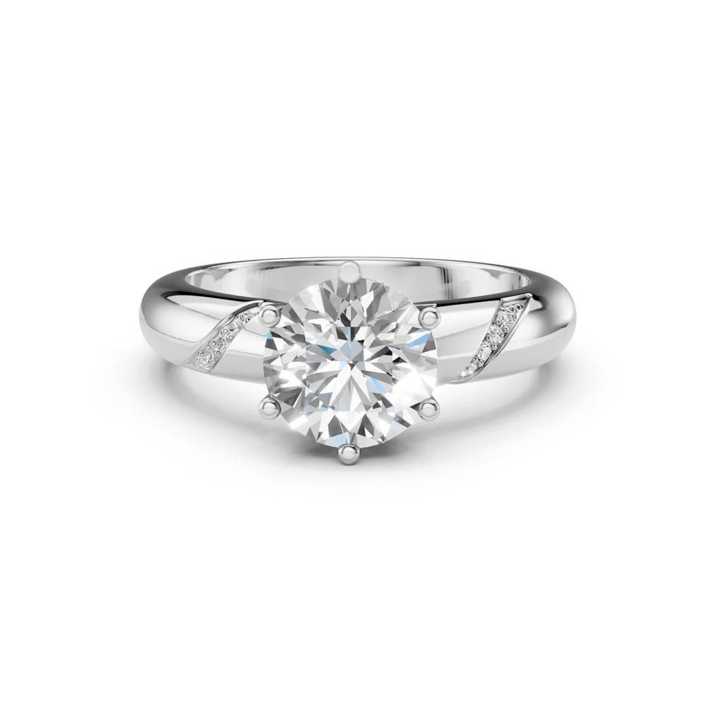 2Ct Round Cut Natural Moissanite Women'S Engagement Ring 14K White Gold Plated : SSRL-0004-WH-8